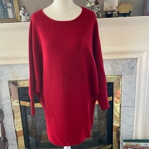 Red festive Ellen Tracy Dolman Sleeved Sweater Sz L